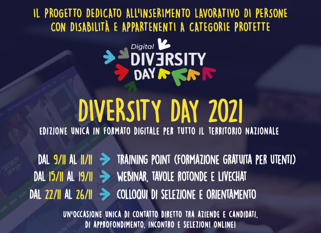  Diversity Day 2021: dal 9 al 26 novembre l’edizione unica in formato digitale